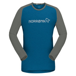 Norrona Fjora Equaliser Lightweight Long Sleeve Shirt Men's in Mykonos Blue and Castor Grey